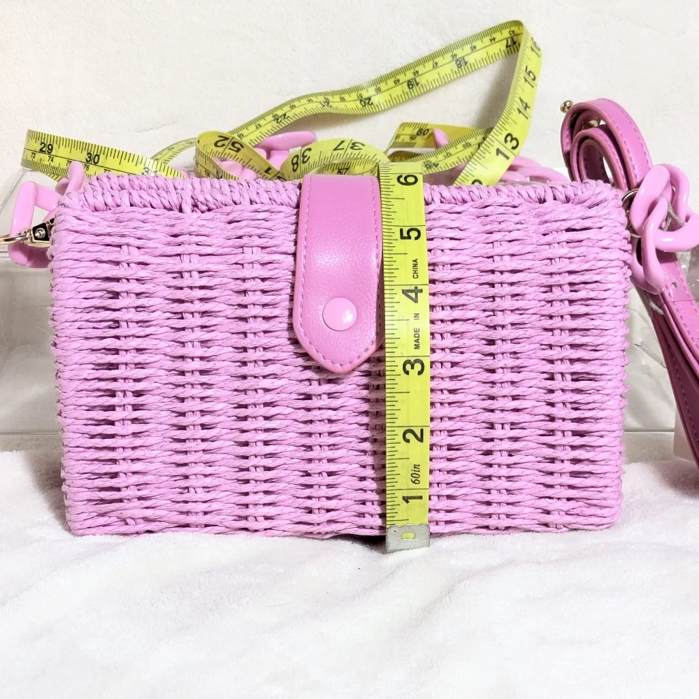 NWT A New Day Target Pink Straw Bag Crossbody and Chain Strap Easter Barbiecore - Picture 13 of 13